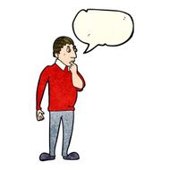 cartoon curious man with speech bubble N26
