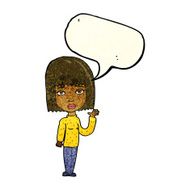 cartoon woman waving with speech bubble N129