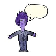 cartoon vampire with speech bubble N41