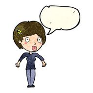cartoon shocked woman with speech bubble N37