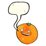 happy cartoon orange with speech bubble N2