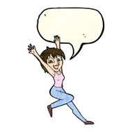 cartoon excited woman with speech bubble N52