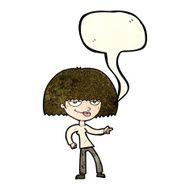 cartoon happy woman pointing with speech bubble N26