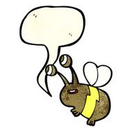 cartoon happy bee with speech bubble N5