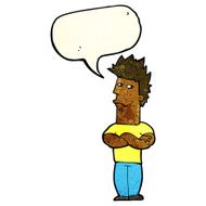 cartoon man sulking with speech bubble N3
