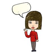 cartoon woman waving with speech bubble N131