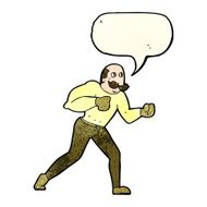 cartoon retro boxer man with speech bubble N4