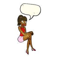 cartoon pretty woman with speech bubble N103