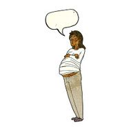 cartoon pregnant woman with speech bubble N7