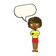 cartoon annoyed woman with speech bubble N70