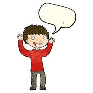 cartoon excited boy with speech bubble N53