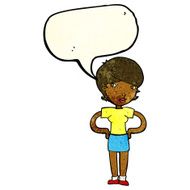 cartoon woman with hands on hips speech bubble N83