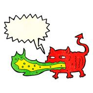 cartoon fire breathing imp with speech bubble N4