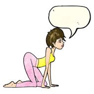 cartoon sexy woman on all fours with speech bubble N4