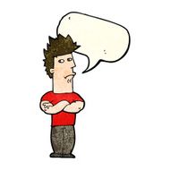 cartoon man sulking with speech bubble N4