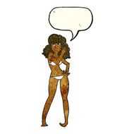 cartoon pretty woman in bikini with speech bubble N4