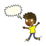 cartoon crazy excited boy with speech bubble N3