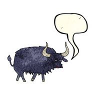 cartoon annoyed hairy ox with speech bubble N2