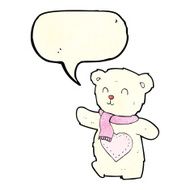 cartoon white teddy bear with love heart speech bubble N4