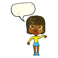 cartoon woman making gesture with speech bubble N3
