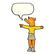 cartoon pointing fox woman with speech bubble N2