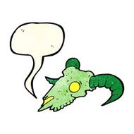 cartoon magic ram skull with speech bubble N2
