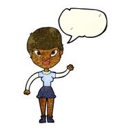 cartoon woman waving with speech bubble N132
