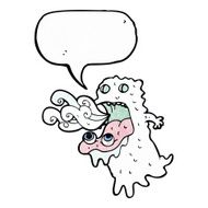 cartoon gross ghost with speech bubble N17