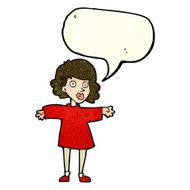 cartoon nervous woman with speech bubble N11