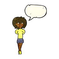 cartoon shocked woman with speech bubble N38