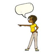 cartoon woman pointing with speech bubble N84