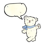 cartoon waving teddy polar bear with speech bubble N2