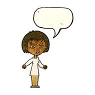 cartoon tired woman with speech bubble N11