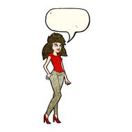 cartoon pretty woman with speech bubble N107