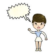 cartoon woman waving with speech bubble N134