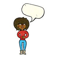 cartoon worried woman with speech bubble N30