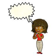 cartoon shocked woman with speech bubble N39