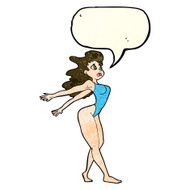 cartoon sexy woman in swimsuit with speech bubble N4