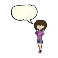 cartoon shocked woman with speech bubble N40