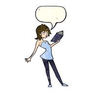 cartoon woman reading book with speech bubble N4