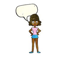 cartoon surprised woman with speech bubble N93