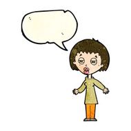 cartoon tired woman with speech bubble N12