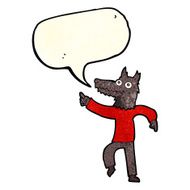 cartoon wolf man with speech bubble N16