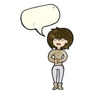 cartoon worried woman with speech bubble N31
