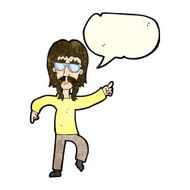 cartoon hippie man wearing glasses with speech bubble N4