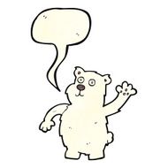 cartoon waving polar bear with speech bubble N20