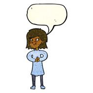 cartoon happy woman with speech bubble N97