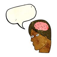 cartoon head with brain symbol speech bubble N14