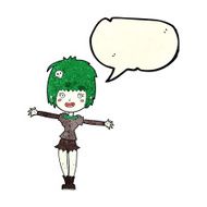 cartoon happy vampire girl with speech bubble N16