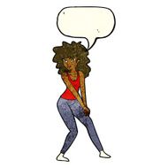 cartoon woman posing with speech bubble N9